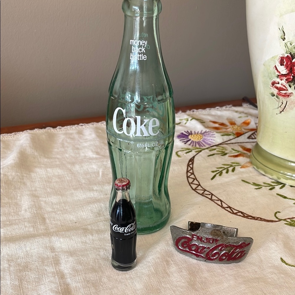 Coca Cola Green bottle & mini bottle with bottle opener  Set